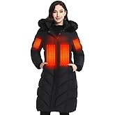 Sverlay Heated Jackets for Women with 16000mAh Battery Pack, Long Heated Coat with Detachable Fur Hood for Winter
