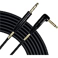 Mogami Gold INSTRUMENT-03R Guitar Instrument Cable, 1/4" TS Male Plugs, Gold Contacts, Right Angle and Straight Connectors, 3 Foot