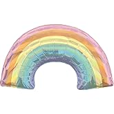 Amscan Iridescent Pastel Rainbow Balloon, Super Shape