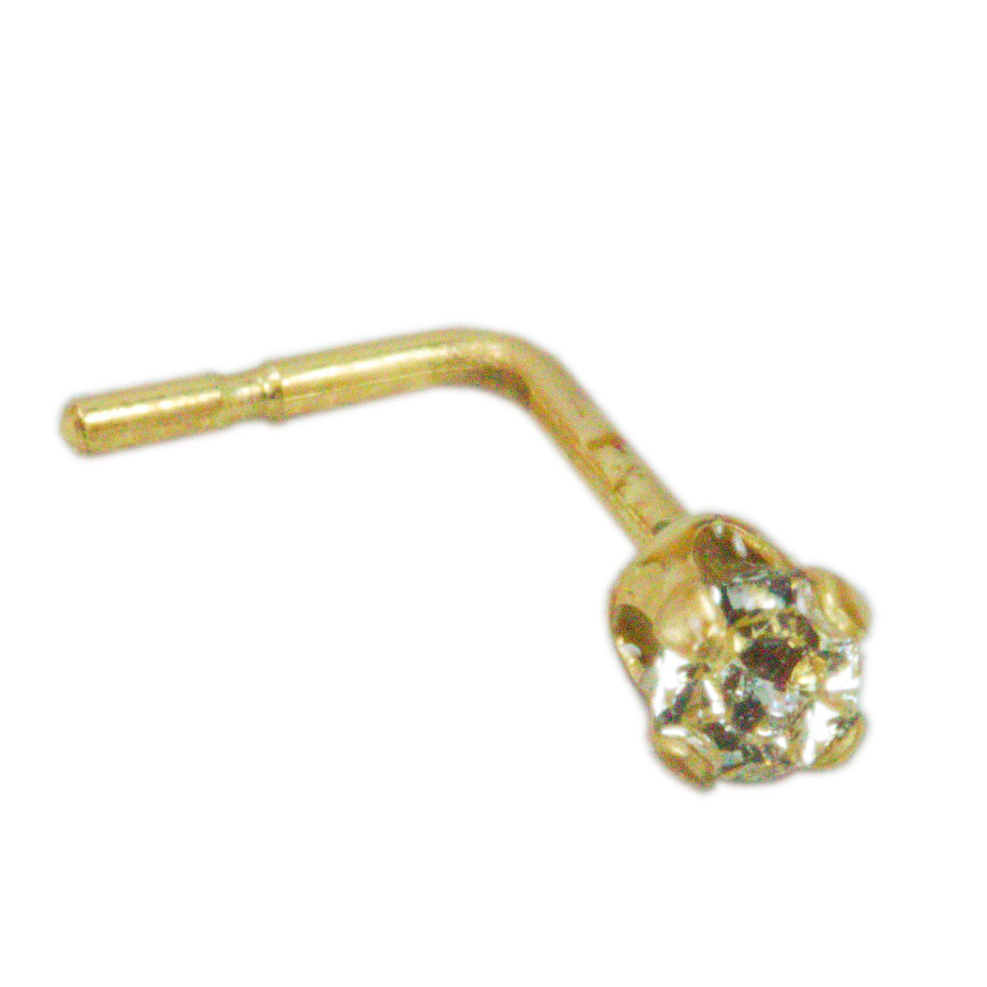 Arranview Jewellery 2 mm round claw set clear crystal nose stud in 9ct yellow gold
