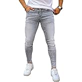 GINGTTO Skinny Jeans Men Stretch Tapered Leg Slim Fit Elastic Waist