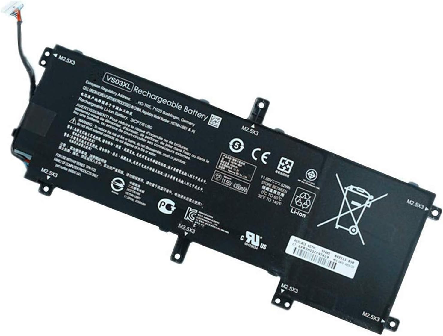VS03XL 849047-541 849313-850 HSTNN-UB6Y Laptop Battery Replacement for Hp Envy 15-AS091MS 15-AS014WM 15-AS001NG 15-AS003NG 15-AS004NG 15-AS005NG 15-AS006NG 15T-AS000 15T-AS100 Series(11.55V 52Wh)