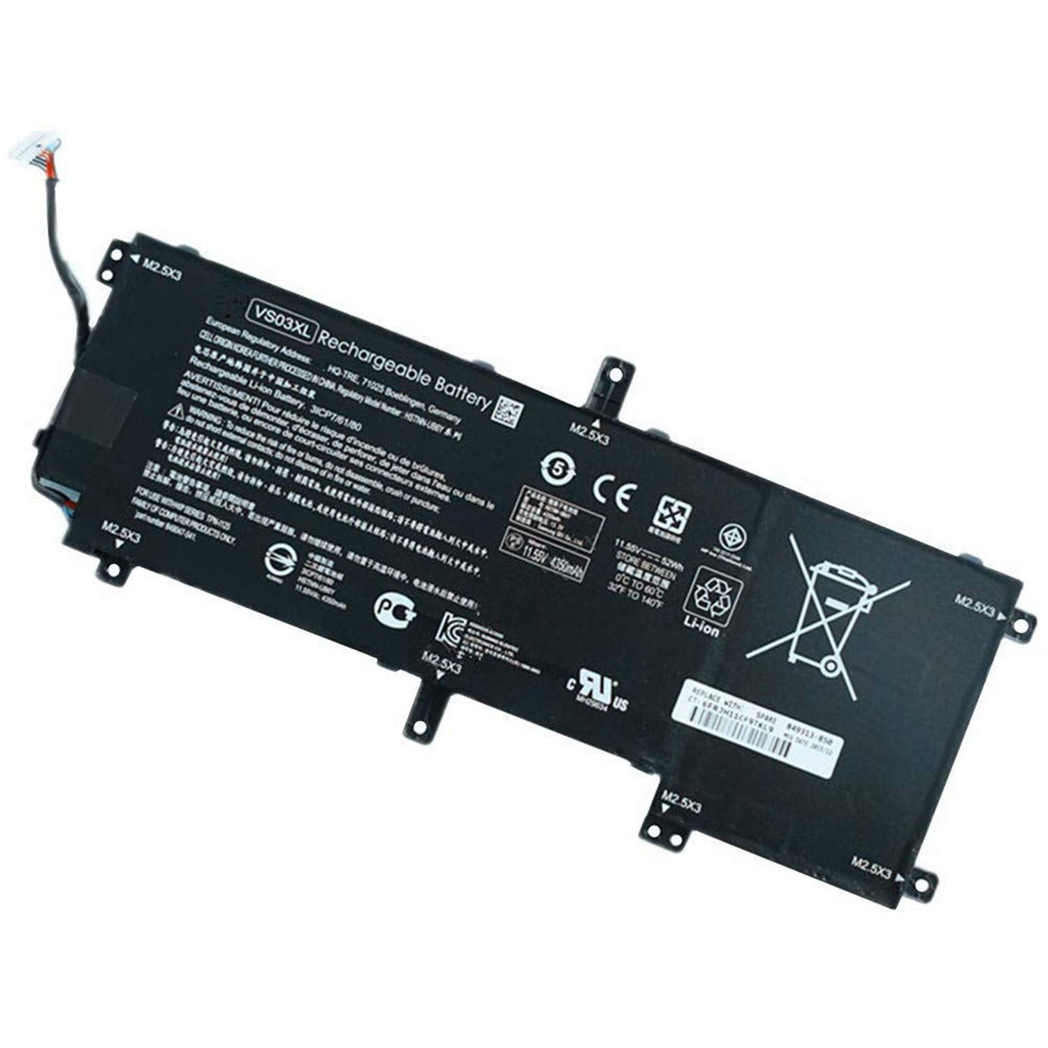VS03XL 849047-541 849313-850 HSTNN-UB6Y Laptop Battery Replacement for Hp Envy 15-AS091MS 15-AS014WM 15-AS001NG 15-AS003NG 15-AS004NG 15-AS005NG 15-AS006NG 15T-AS000 15T-AS100 Series(11.55V 52Wh)