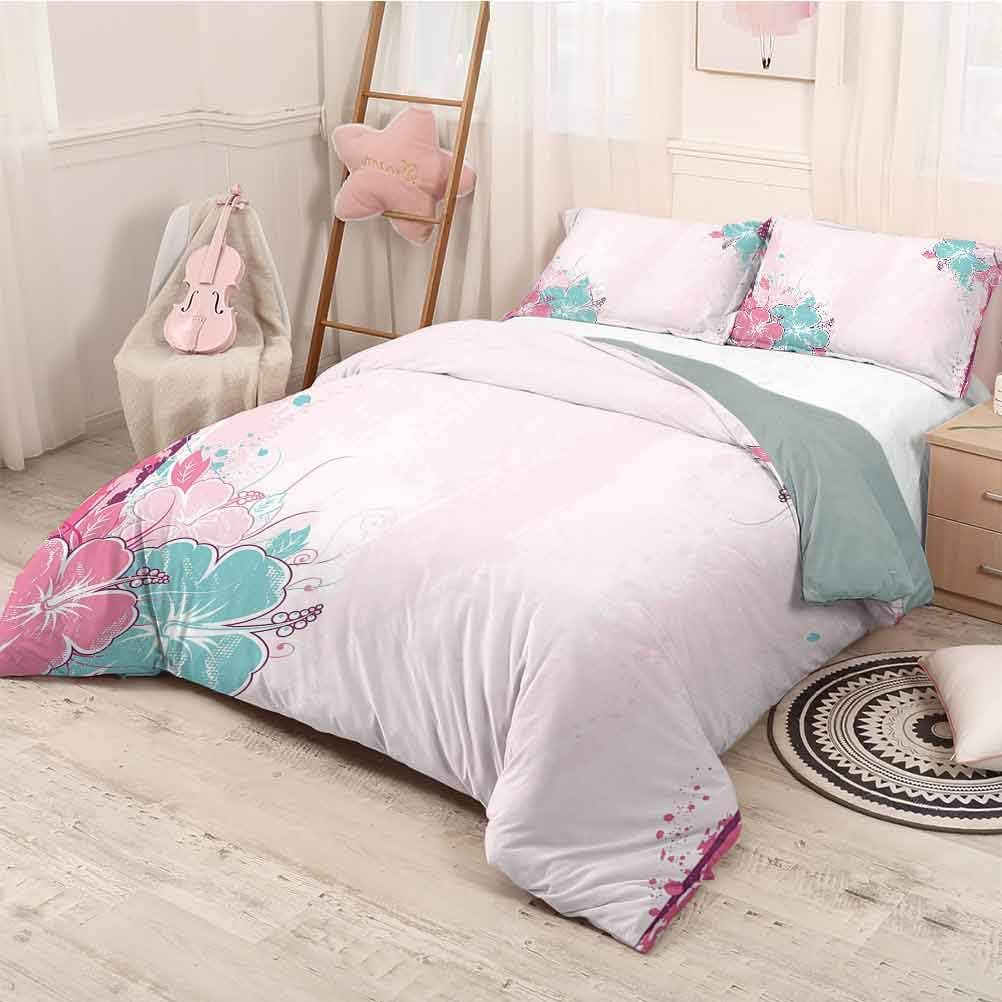 Flower Bedding Sets Full, Microfiber Sheet Set 3 Piece Bed