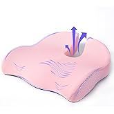 Seat Cushion for Office Chair, Large Thick Seat Cushion for Tailbone Pain Relief, Sciatica & Back Support, Memory Foam Office Chair Cushion for Long Sitting, Coccyx Cushion for Car, Wheelchair (Pink)