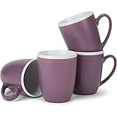 Elanze Designs Solid Color Purple White Interior 16 ounce Matte Ceramic Mugs Matching Set of 4