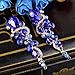 BriLove Women's Wedding Bridal Dangle Earrings Bohemian Boho Crystal Multiple Teardrop Chandelier Long Jewelry Gold-Tone Royal Blue Sapphire Color