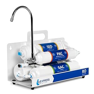 Countertop Reverse Osmosis Water Filtration System – 4 Stage RO Water Filter with Faucet – Simple Set Up Faucet Filter – Express Water