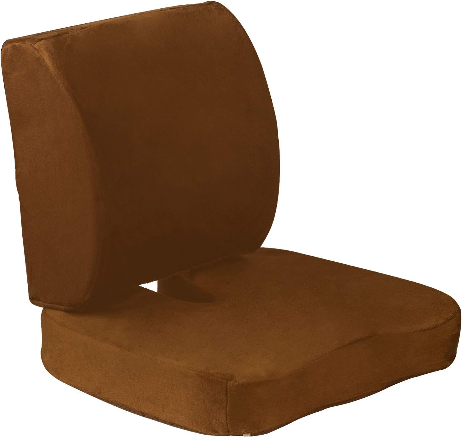 unhg Seat Cushion & Lumbar Support for Office Chair, Car, Wheelchair, Memory Foam Pillow, Washable Covers (Brown)