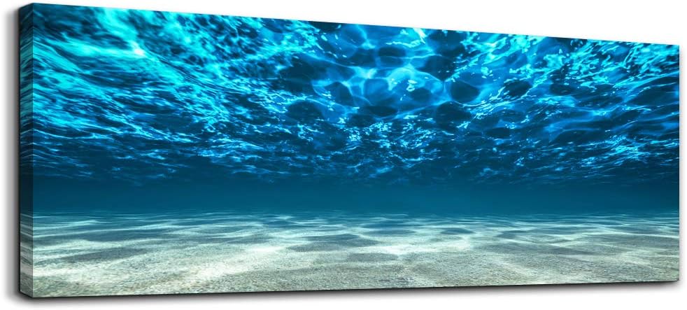 Print Artwork Blue Ocean Sea bedroom Wall Art Decor Poster Artworks For living room Canvas Prints Picture Seaview Bottom View Beneath Surface Pictures Painting Canvas Modern Seascape Home Office Decor