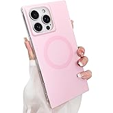 Heaofei Rectangle Case for iPhone 16 Pro Max Case for Women Girls Boys [Compatible with Magsafe] Cute Candy Color Design, Kawaii Aesthetic Girly Magnetic Protective Phone Cover, Light Pink