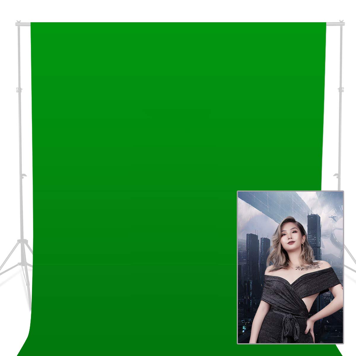 100% Cotton 3 x 6M 10x20ft Green Screen Backdrop Photo Studio Video Muslin Photography Backdrop Background Cloth for Portrait Product Shooting Youtube