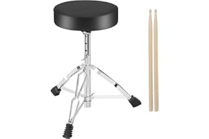 AKOZLIN Drum Throne 42-56cm Height Adjustable Drum Stool with Anti-Slip Feet Foldable Padded Drum Seat with Drum Stick for Ki