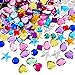 Blulu 600 Pieces Gems Acrylic Craft Jewels Flatback Rhinestones Gemstone Embellishments Heart Star Square Oval and Round, Assorted Color (8 to 14 mm)