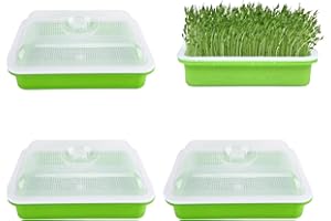 Homend 3 Pack Seed Sprouter Tray with Lid, Seed Germination Tray BPA Free Nursery Tray for Seedling Planting Great for Garden Home Office (3)