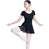Daydance Teen Girls Women Adult Skirted Leotards Dance Dress for Ballet, Aerobics, A Size up, 12-14 Years