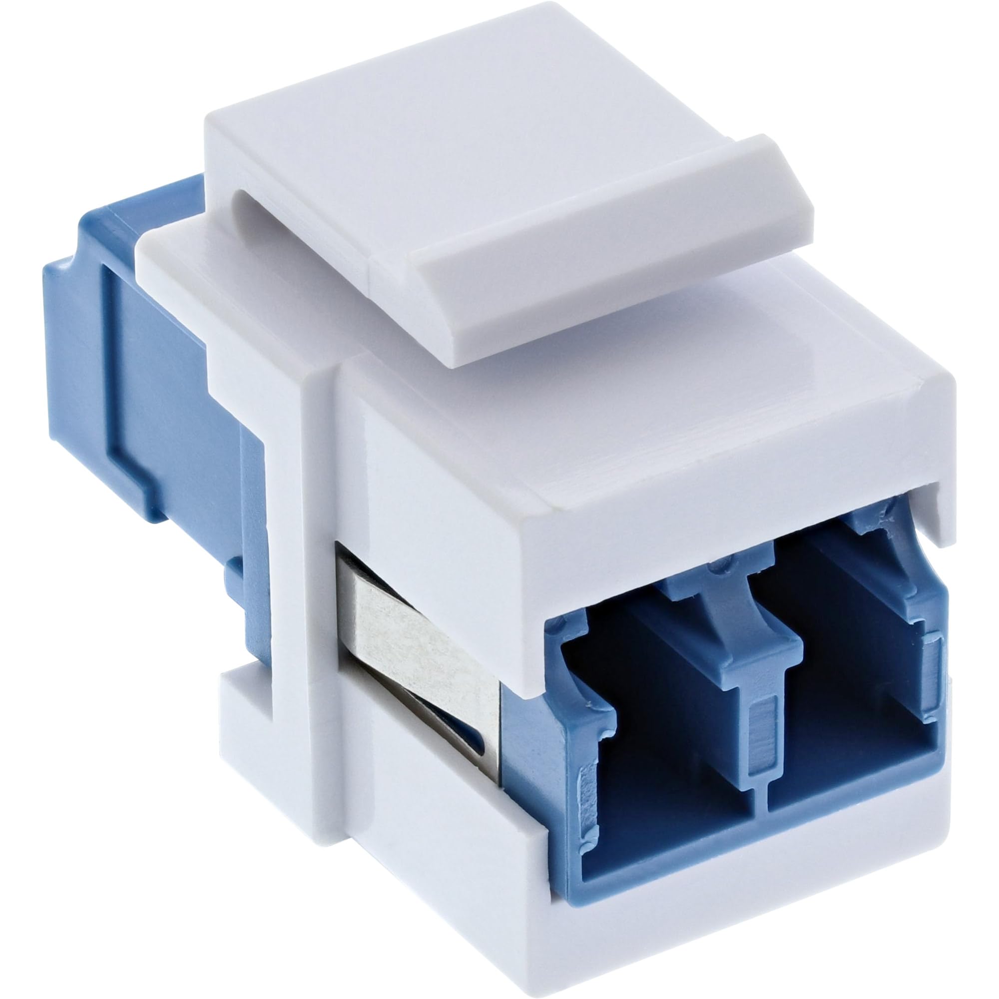 InLine 89988A LWL Keystone Snap-in Coupling White, Duplex LC/LC, Singlemode, Blue, Ceramic Sleeve
