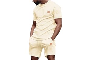 Dokotoo Men Mens Short Sets 2 Piece Outfits Summer Casual T Shirts and Shorts Tracksuit Sets with Pockets