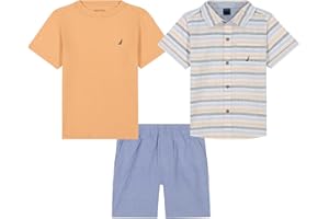 Nautica boys 3pc Shirt Short Set