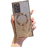 Doowear Galaxy S20 Case Magnetic Glitter [Compatible with Magsafe] Anti-Scratch Shockproof Luxury Plated Clear Full Camera Protection Phone Cover Case for Samsung Galaxy S20 6.2"-Gold
