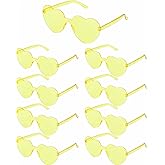 ZHANGBY 9 Pairs Heart Glasses Heart Shaped Frameless Sunglasses Trendy Transparent Color Party Sunglasses