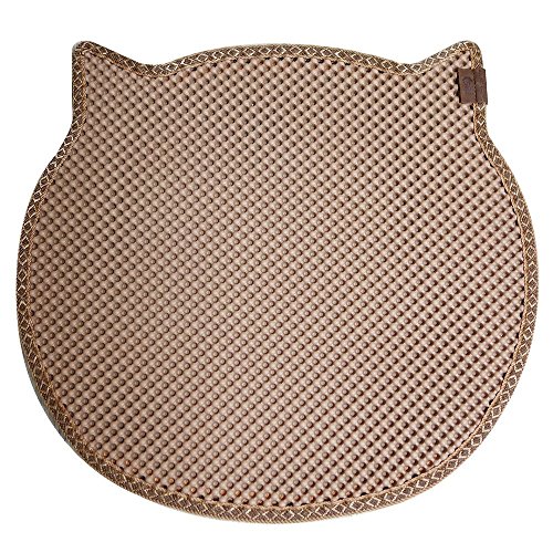 BlackHole Cat Litter Mat - Headshape 23" X 21" (Beige)