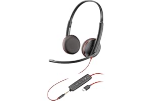Poly Blackwire 3225 Wired Headset (Plantronics) - Noise-Canceling Mic – Stereo Design - Connect to PC/Mac/Mobile via USB-C, U
