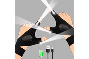 MOIPEJO LED Flashlight Gloves Rechargeable, Mens Stocking Stuffers White Elephant Gifts for Adults Christmas Birthday Gifts for Men Dad Him Boyfriend, Cool Gadgets Light for Fishing Camping Repairing
