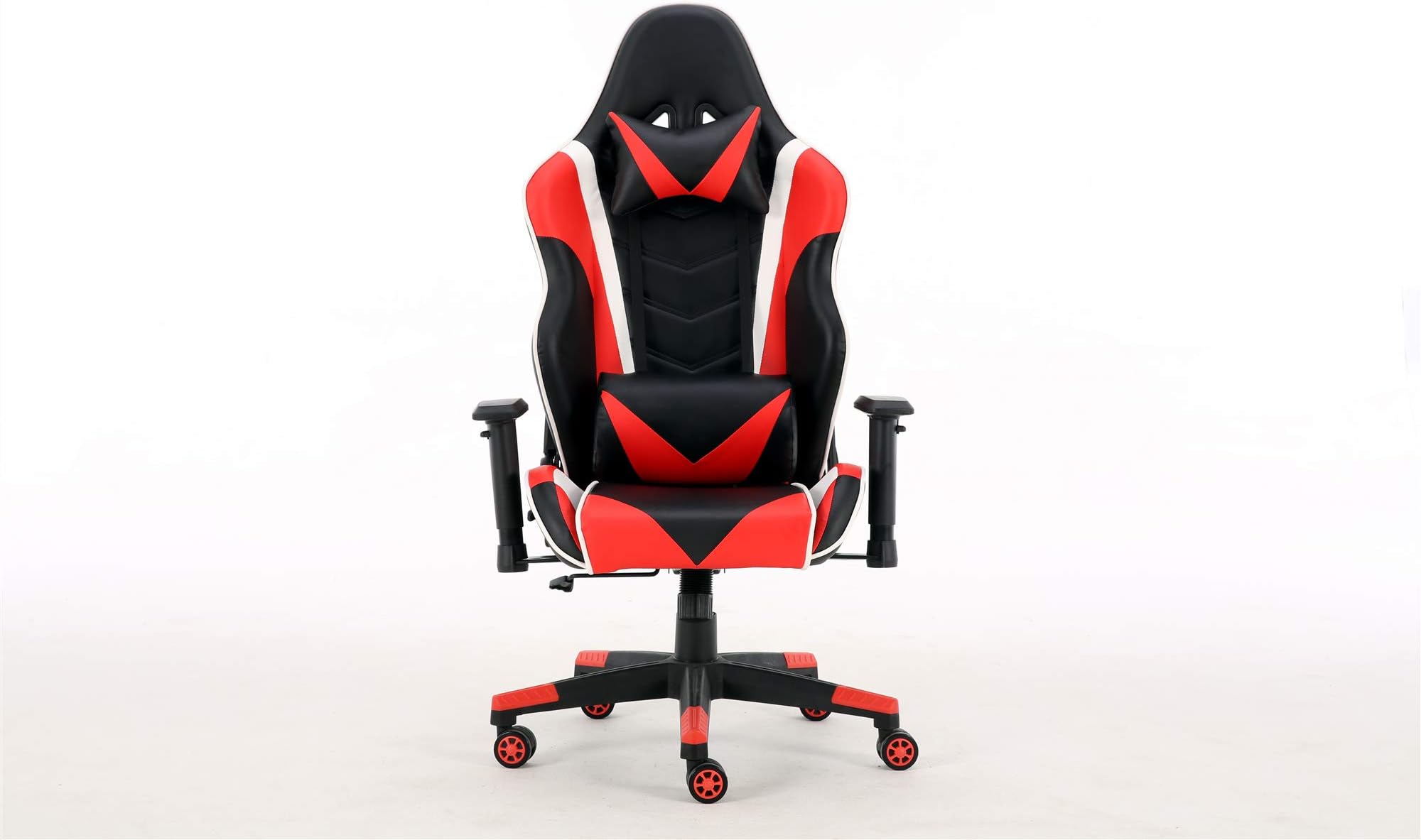Gaming Chair Racing Office Computer Game Chair Ergonomic Backrest and Seat Height Adjustment Recliner Swivel Rocker with Headrest and Lumbar Pillow E-Sports Chair(Red)