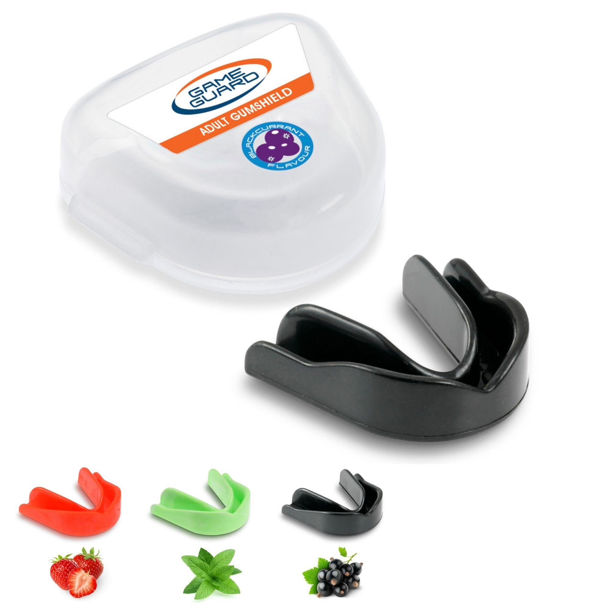 GAME GUARD Sports Mouthguard – Easy Fit Boil & Bite Gum Shield for Adults & Teens (Age 13+) – Mouth Guard for Rugby, Hockey, GAA – Ideal for Schools and Clubs (Blackcurrant Flavour) — image 1