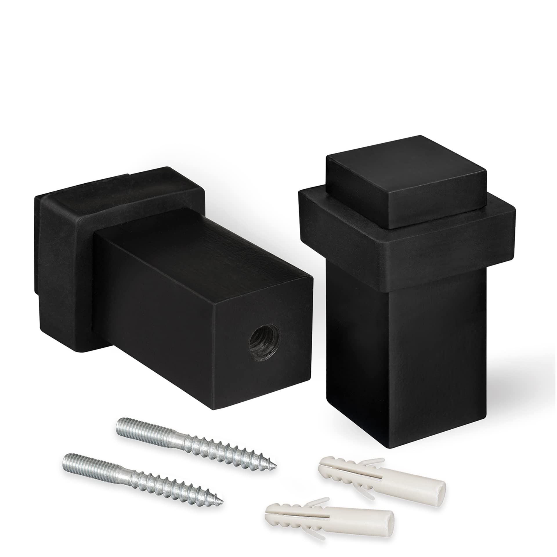 LouMaxx Stainless Steel Door Stopper Set of 2 - Matte Black - Floor Mounting - Modern Design - Buffer