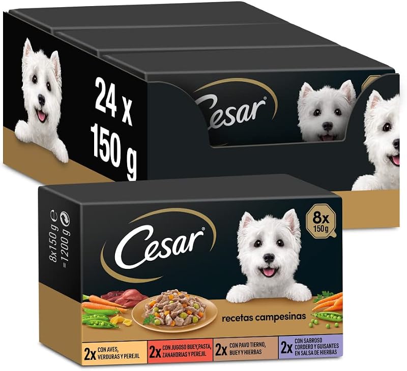 Les Recettes de Campagne Mini Filets en Sauce 8 X 150 g, 4 Variétés en Barquette pour Chiens - Lot de 3