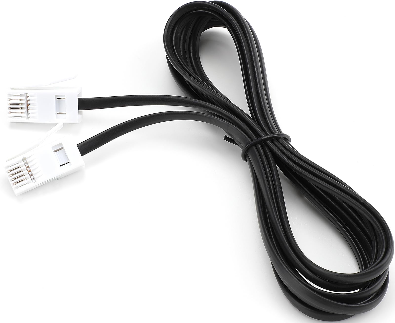 SAISN BT Telephone Cable Lead RJ11 6P4C Male Plug to Male Plug Flat Cord Black 4 Wire Phone Cables for Landline, 3M