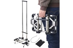 Japard Luggage Carrying Cart with 2 Wheels Foldable, Portable Travel Dolly Compact Airport, Loadable up to 55 lbs, Small Folding Carrying Cart