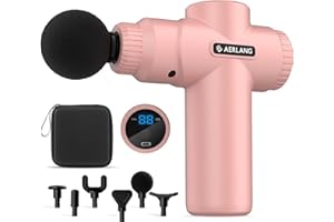AERLANG Mini Massage Gun-Pink，Muscle Deep Tissue Massager Gun, Handheld Percussion Massager, Portable Quiet Massage Gun with Carry Case for Home Office Gym