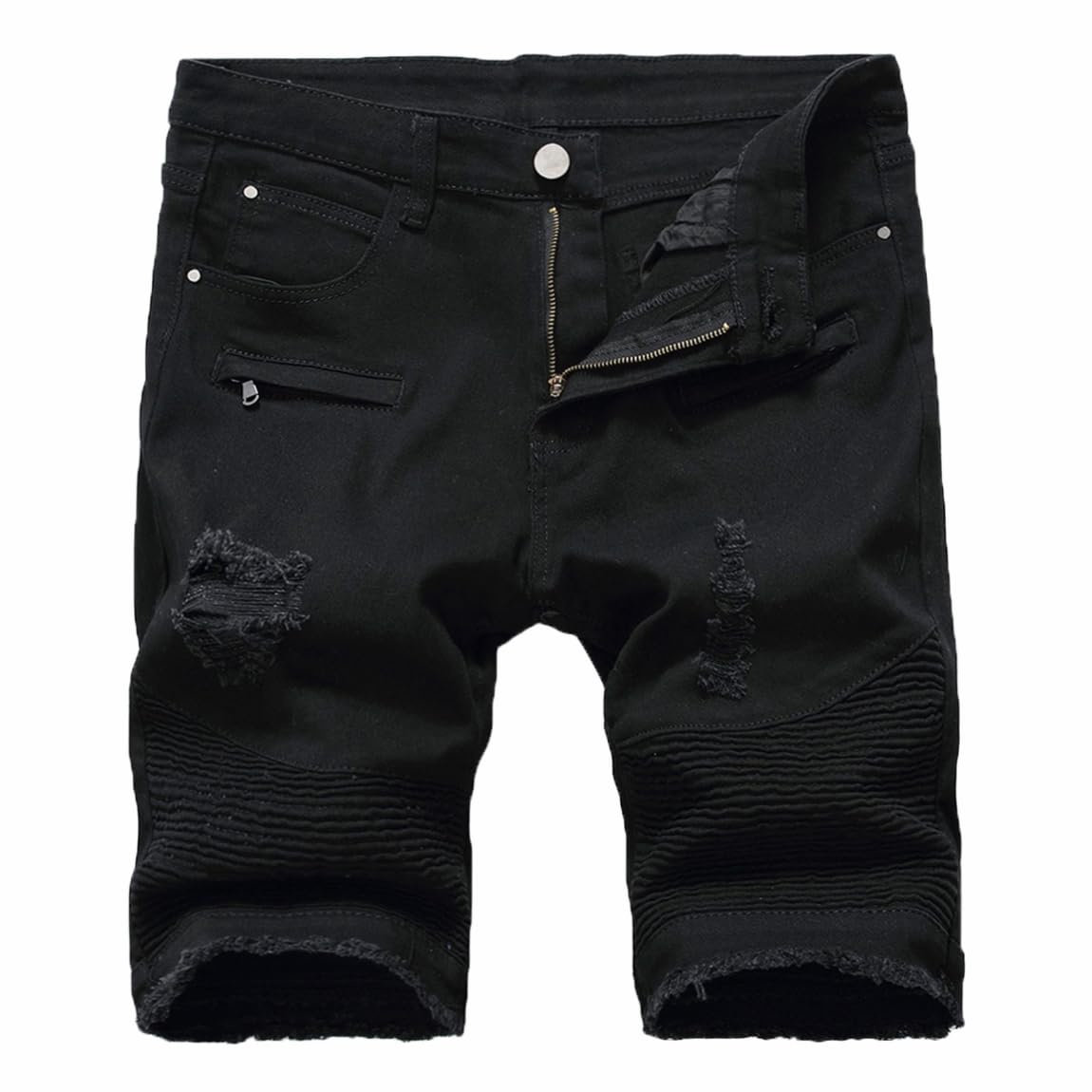 Baylvn Men's Casual Ripped Printed Denim Shorts Slim Fit Summer Beach Jeans Shorts
