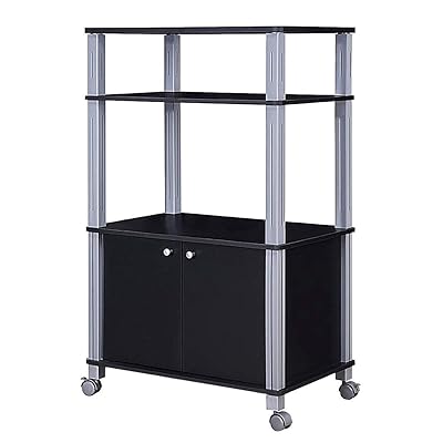 AchieveUSA Bakers Rack Microwave Stand Rolling Storage Cart (Black)