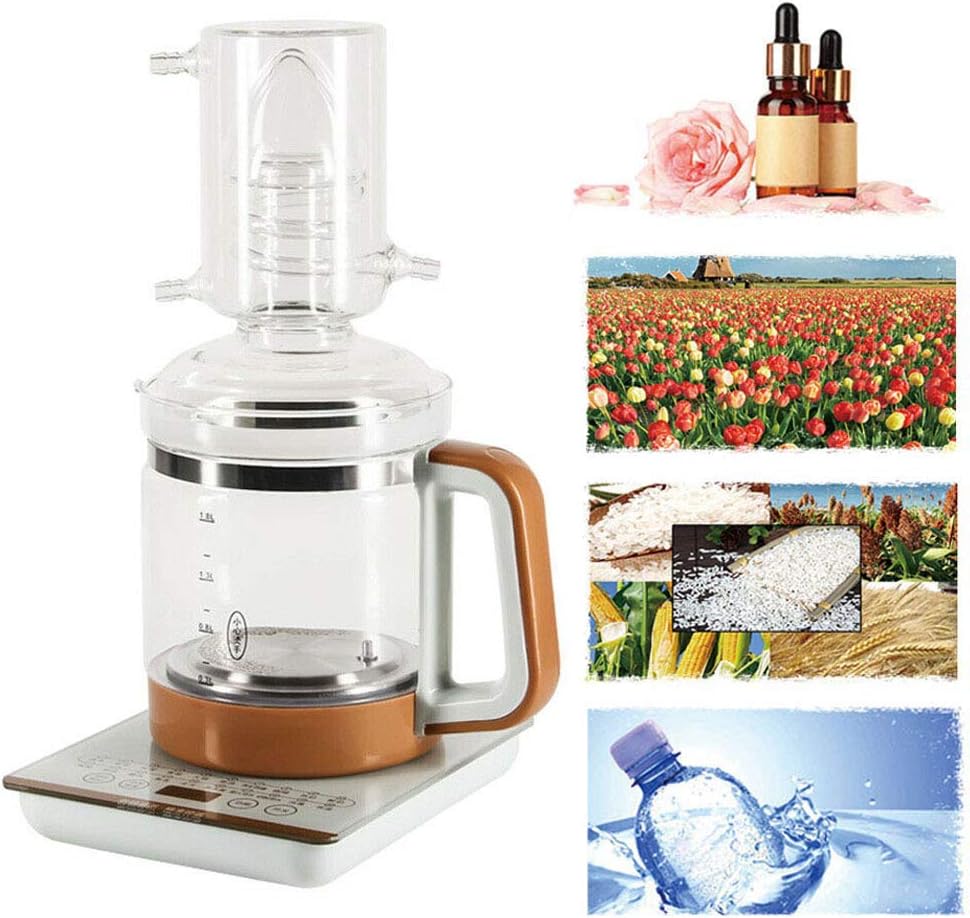 JACKBAGGIO 1.8L-2.5L New DIY Home Glass Electric Heating Moonshine Still Pure Water Distiller Essential Oil Extraction Equipment w/Induction Cooker (2.5 L litres)
