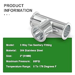 TAISHER 1PCS 304 Stainless Steel 2" Tube OD 3 Way
