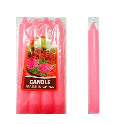 SHREEJI DECORATION Plain Small Candle (Pink)- Pack of 8