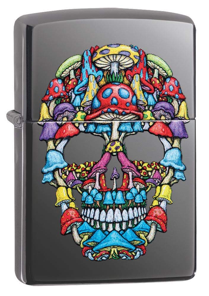 Zippo Lighter, Other, Black Ice Mushroom Skull, One Size, 49135