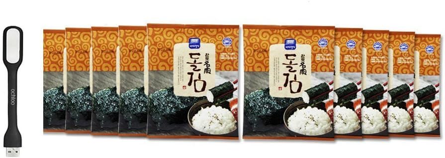 Korean Wando Famous Roasted seasoned Nori Seaweed Snack Strips, Lightly Salted 10pack