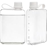ZAVOOS 2 Pack Portable Flat Water Bottle, 17 Oz BPA Free Plastic Drinking Bottles for Travel, Leakproof Slim Flask for Outdoor Sports Fitness Camping, Fits Purse Pocket