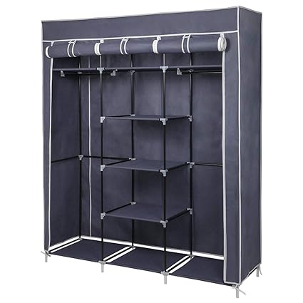 Lemaijiaju Canvas Wardrobe Cupboard Clothes Hanging Rail Storage