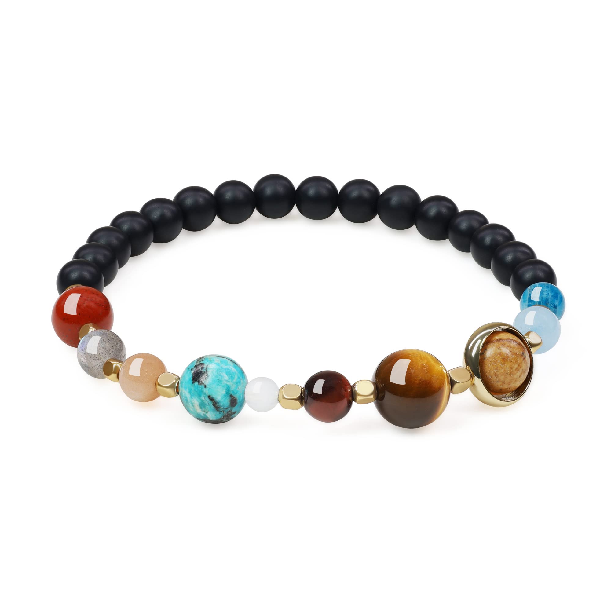 coai The Eight Planets Guardian Star Stone Solar System Bracelet for Men Women