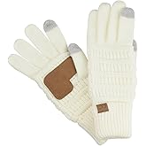 C.C Unisex Cable Knit Winter Warm Anti-Slip Touchscreen Texting Gloves