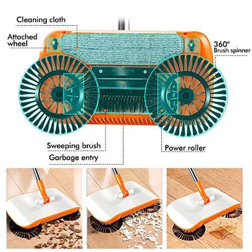 Household Cleaning Floor Sweeper 360 Hand Push Broom Sweeper Non Electric for Tile,Marble, and Hardwood