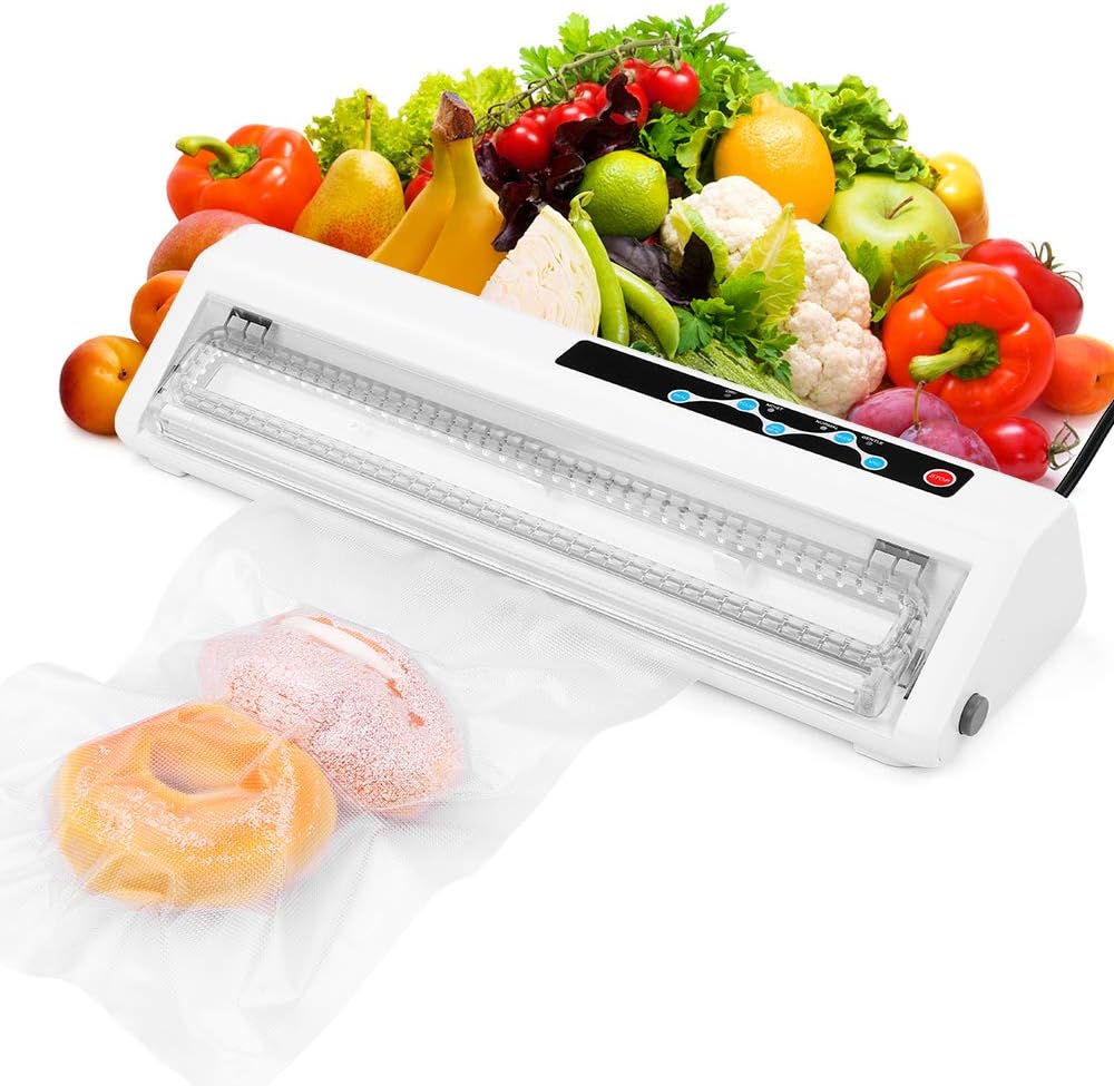 Blusea Vacuum Sealer, Dry & Moist Fresh Food Saver with Normal & Gentle Speed Overheat Protection with Hose & 10 Storage Bags Portable Packing Machine