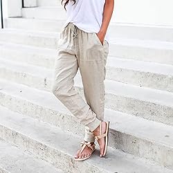 JIOEEH Cargo Pants Drawstring Back Elastic Waist