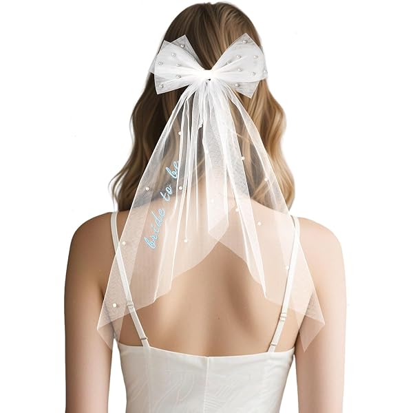 Woosir Blue Embroidered Bride to Be Veil for Bachelorette  display picture 1